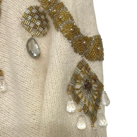 VINTAGE 90’S IB Diffusion Silk, Angora, Wool Embellished Beaded Sweater S Retro - Picture 6 of 11